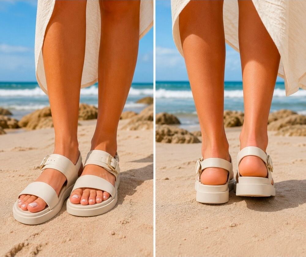 Ef. MSRP $45 NWB COSYFEVER SLINGBACK DOUBLE BAND PLATFORM SANDALS ♡SIZE 9♡